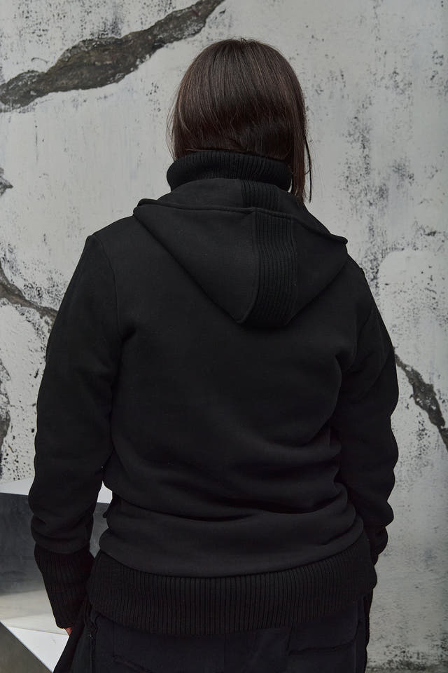 Wicked33 Boldest oversized hoodie in black, oversized silhouette with asymmetrical front zipper for a distinctive