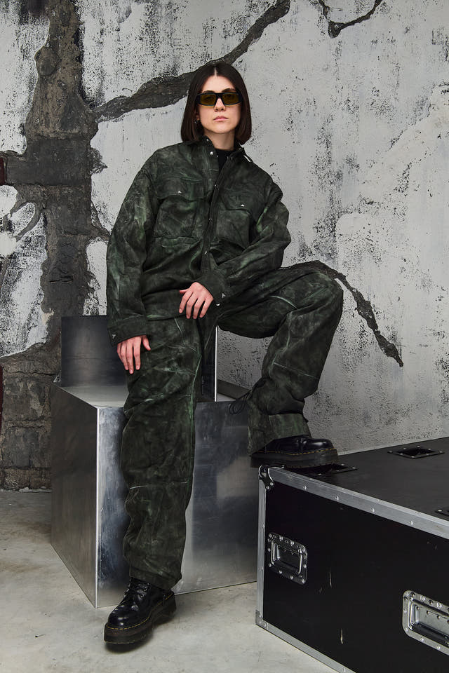 Wicked33 Swamp streetwear jacket in green tie-dye