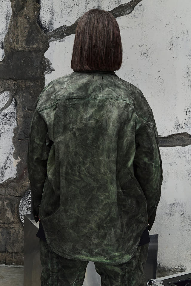 Wicked33 Swamp streetwear jacket in green tie-dye