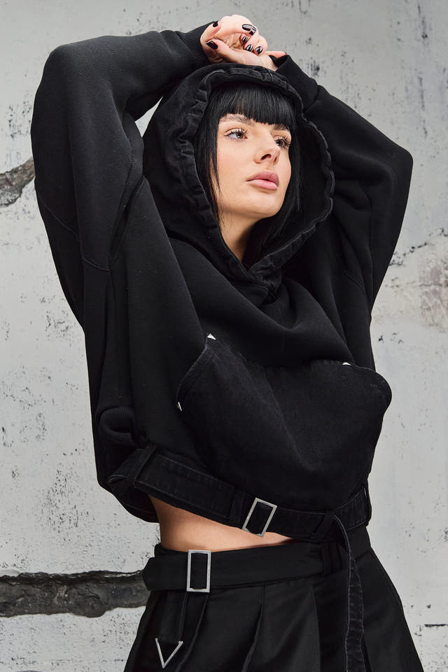 Wicked33 Strap oversized hoodie in black