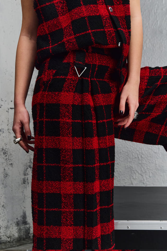 Wicked33 Redline streetwear pants in red-black checkered