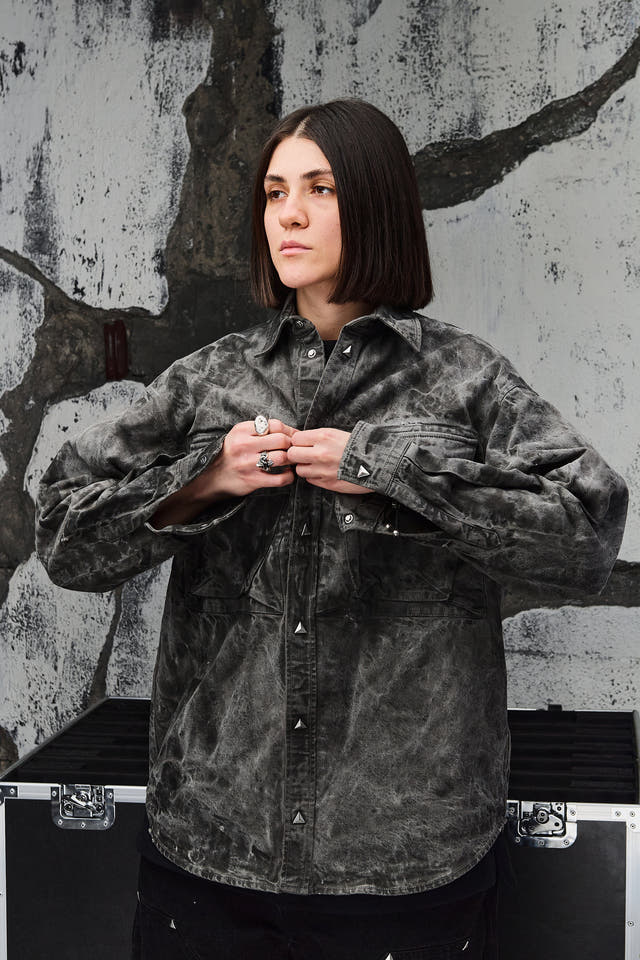 Wicked33 Ash streetwear jacket in dark grey / washed