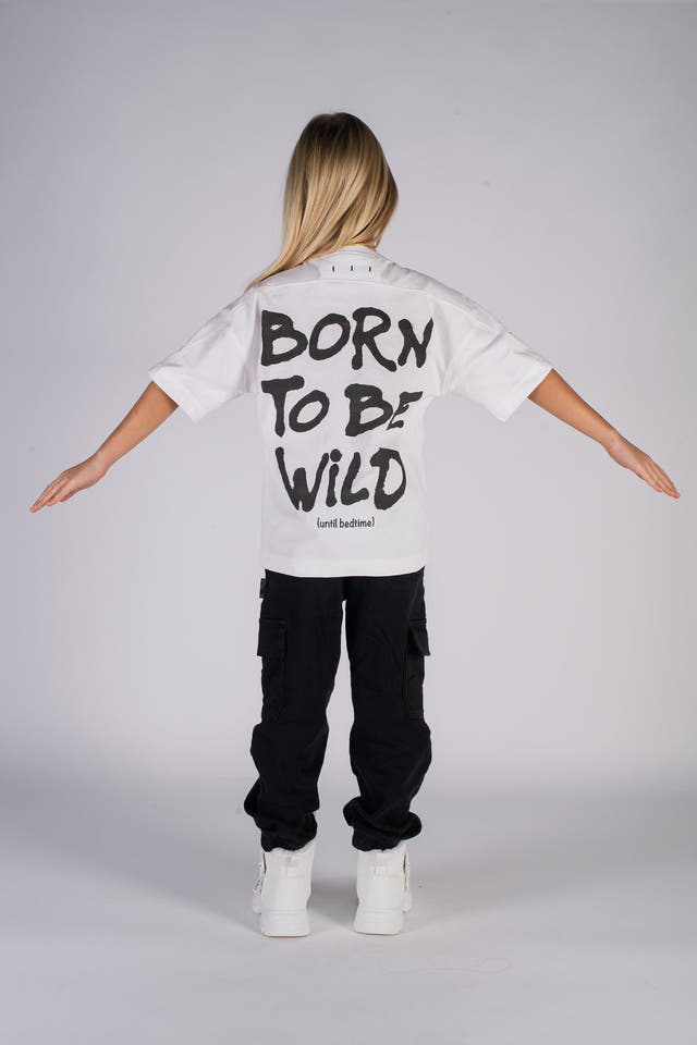 Wicked33 Born Wild oversized t-shirt in white, "Born To Be Wild" Print
