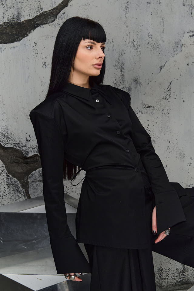 Wicked33 Onyx oversized shirt in deep black