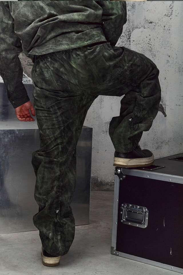 Wicked33 Swamp streetwear pants in green tie-dye