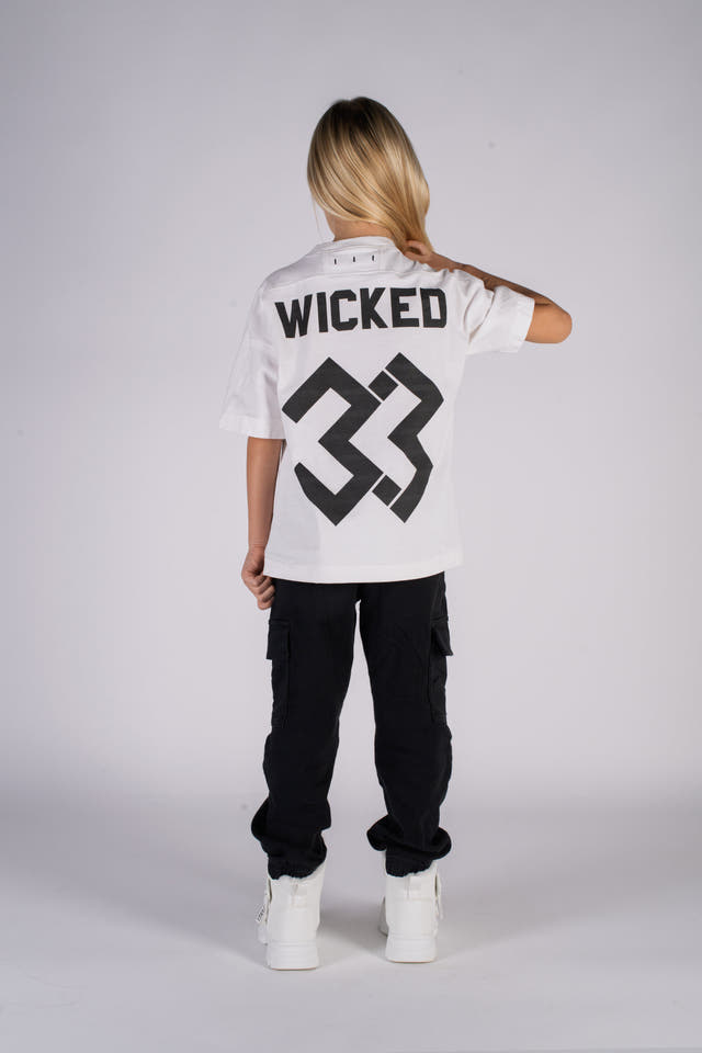 Wicked33 W33 oversized t-shirt in white / Black, oversized WICKED 33 back print