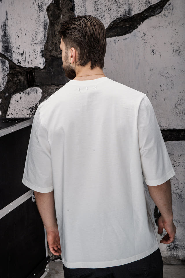 Wicked33 Spike oversized t-shirt in white, “wkd.” distressed text print on chest
