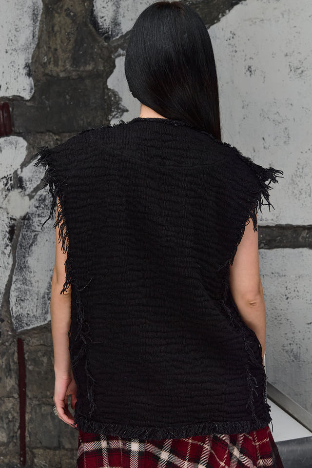 Wicked33 Shred streetwear vest in deep black
