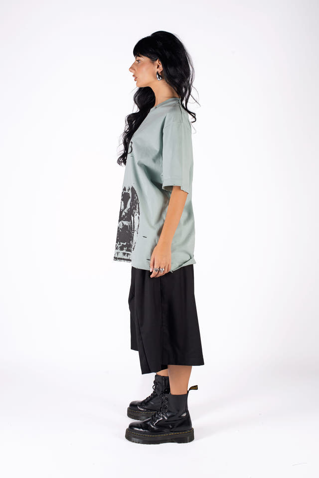 Wicked33 Angel 333 oversized t-shirt in mint green, front text and graphic print