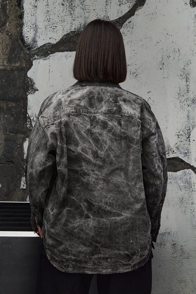 Wicked33 Ash streetwear jacket in dark grey / washed