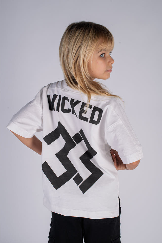 Wicked33 W33 oversized t-shirt in white / Black, oversized WICKED 33 back print