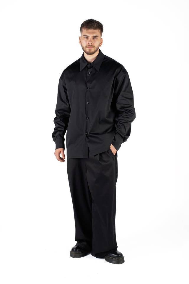 Wicked33 Satin Void oversized shirt in black