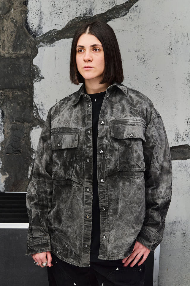 Wicked33 Ash streetwear jacket in dark grey / washed