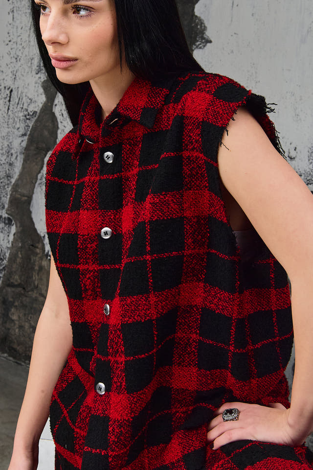 Wicked33 Redline streetwear vest in red / black