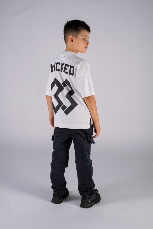 Wicked33 W33 oversized t-shirt in white / Black, oversized WICKED 33 back print