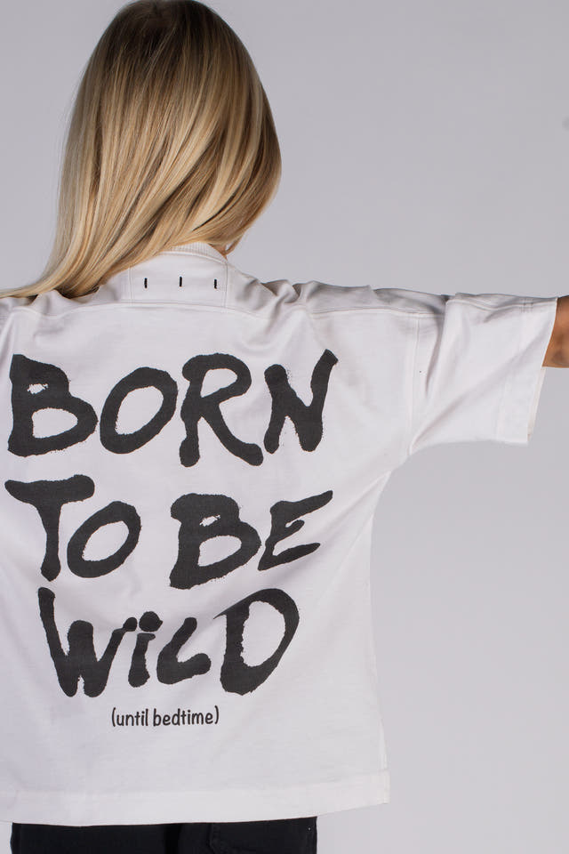 Wicked33 Born Wild oversized t-shirt in white, "Born To Be Wild" Print