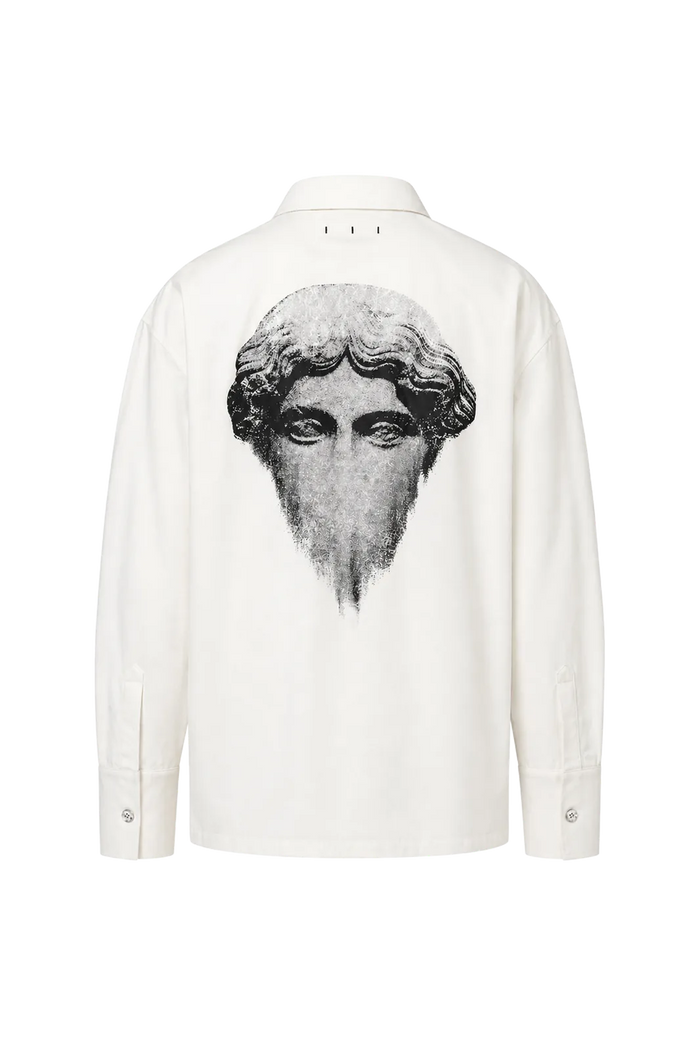 Wicked33 Relic oversized shirt in off-white, large back print + subtle front graphic