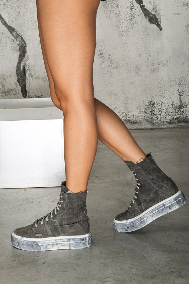 Grey high-top sneakers