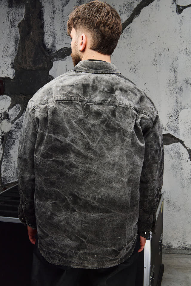 Wicked33 Ash streetwear jacket in dark grey / washed