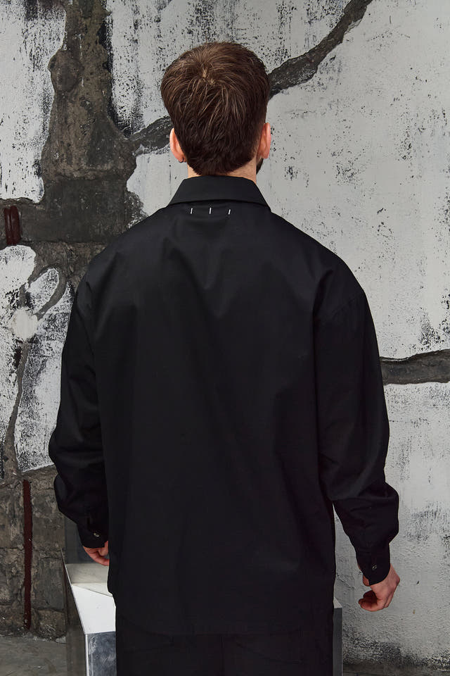 Wicked33 Velvet Ash oversized shirt in black with grey and sepia print, large vintage-inspired print with expressive detailing