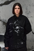 Wicked33 Medusa oversized shirt in black with grey-white print, large graphic print on the front