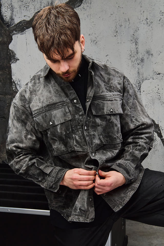 Wicked33 Ash streetwear jacket in dark grey / washed