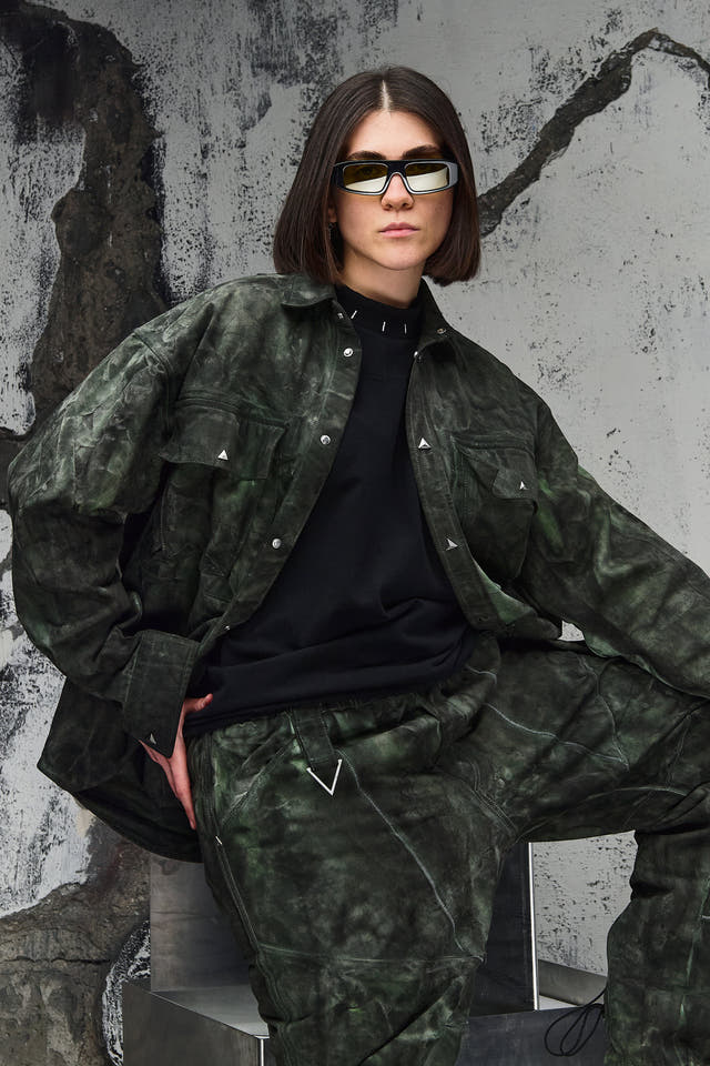 Wicked33 Swamp streetwear jacket in green tie-dye