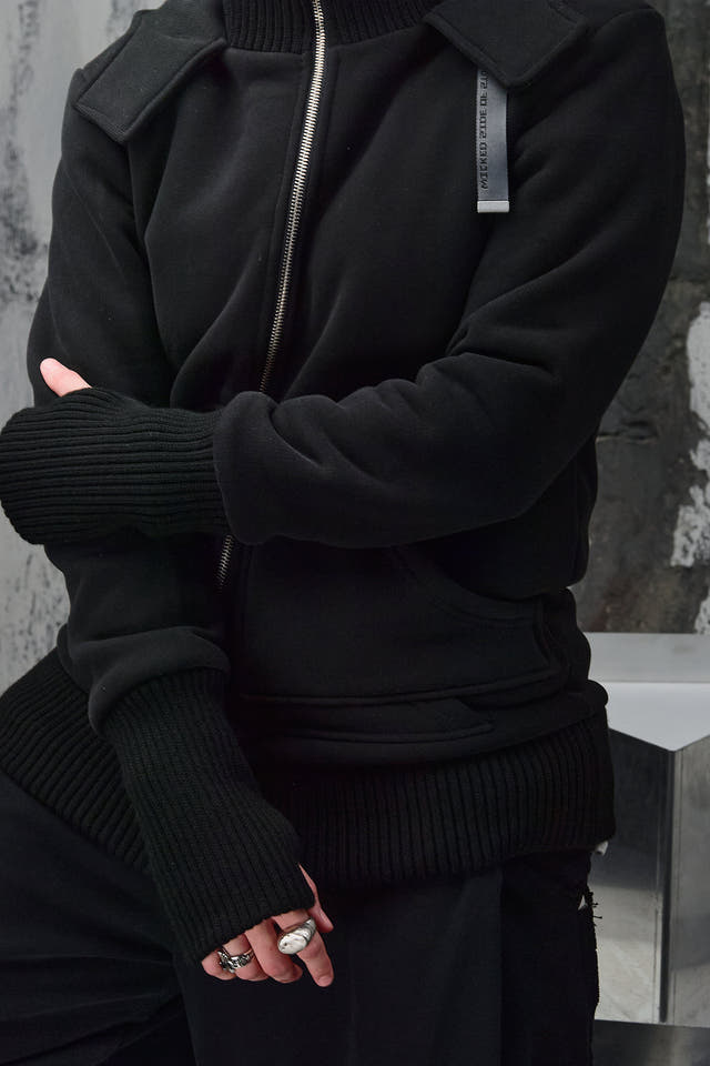 Wicked33 Boldest oversized hoodie in black, oversized silhouette with asymmetrical front zipper for a distinctive
