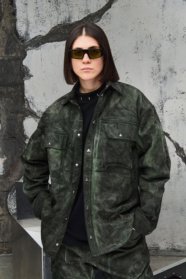 Wicked33 Swamp streetwear jacket in green tie-dye