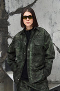 Wicked33 Swamp streetwear jacket in green tie-dye