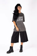 Wicked33 Burnout oversized t-shirt in dark grey / washed black, spray-effect front graphic