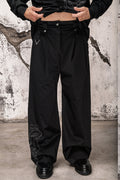 Wicked33 Ghost streetwear pants, continuous-line embroidered portrait