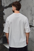 Wicked33 Grace oversized t-shirt in white / black, large graphic front print
