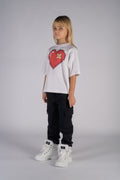 Wicked33 Pixel Love oversized t-shirt in off-white, front digital heart graphic artwork