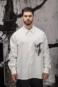 Wicked33 Relic oversized shirt in off-white, large back print + subtle front graphic