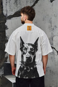 Wicked33 Guardian oversized t-shirt, large doberman print on the back