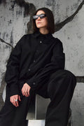 Wicked33 Satin Void oversized shirt in black