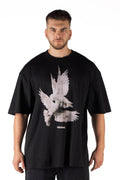 Wicked33 Doves oversized t-shirt in black, large front print