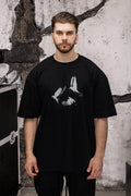 Wicked33 Heaven oversized t-shirt in black, graphic doves print on chest