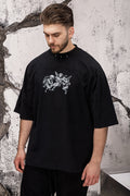 Wicked33 Seraph oversized t-shirt in black, large back print + subtle front graphic