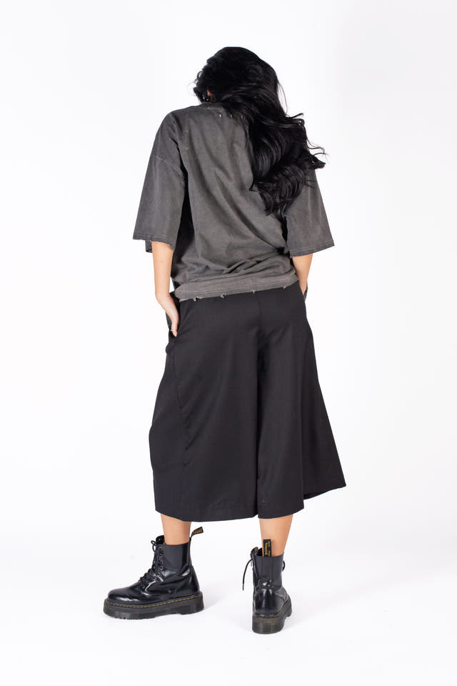 Wicked33 Veil oversized t-shirt in dark grey / washed black, bold front graphic print