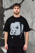 Wicked33 Mirror oversized t-shirt, double-vision portrait graphic on front
