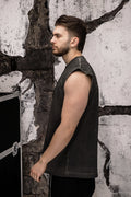 Wicked33 Crown oversized t-shirt in washed black, large back graphic, subtle front print