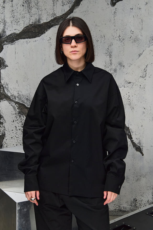Wicked33 Satin Void oversized shirt in black