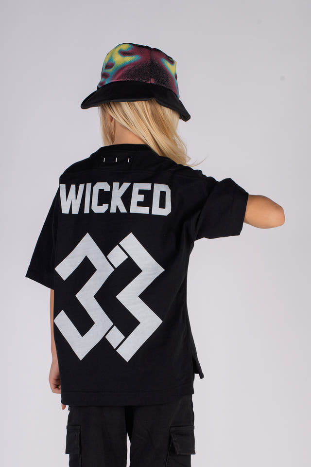 Wicked33 W33 oversized t-shirt in deep black / Black, oversized WICKED 33 back print