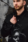 Wicked33 Medusa oversized shirt in black with grey-white print, large graphic print on the front