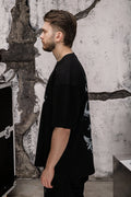 Wicked33 Heaven oversized t-shirt in black, graphic doves print on chest