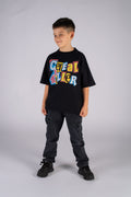 Wicked33 Cereal Killer oversized t-shirt in black, retro cartoon inspired “Cereal Killer” front print