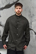 Wicked33 Void oversized shirt, mandarin collar with embroidered 33 detail at the neck