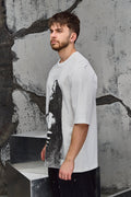 Wicked33 Grace oversized t-shirt in white / black, large graphic front print